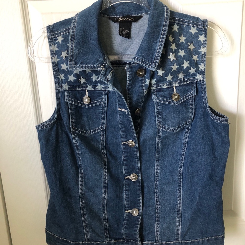 Baccini Blue Denim Vest Size Large